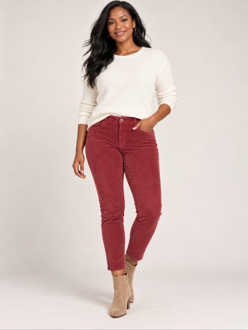❤ COSMIC BLUE LOVE MID RISE CORDUROY SKINNY ANKLE PANTS, 16 (33)